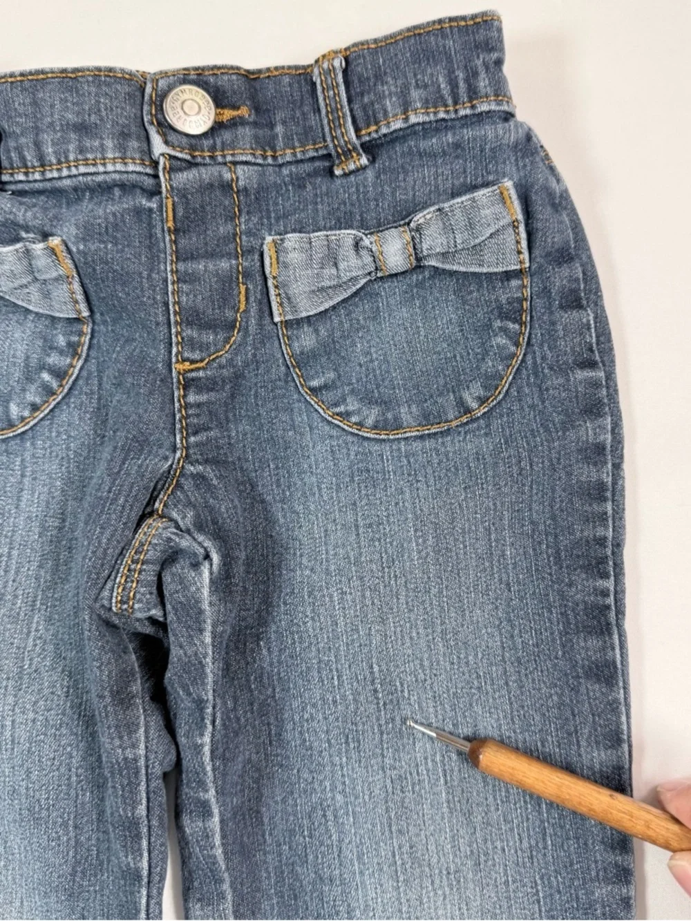 GYMBOREE Girls Bow Pocket Jeans 2T Denim Straight Leg‎ Cute Classic Cottagecore